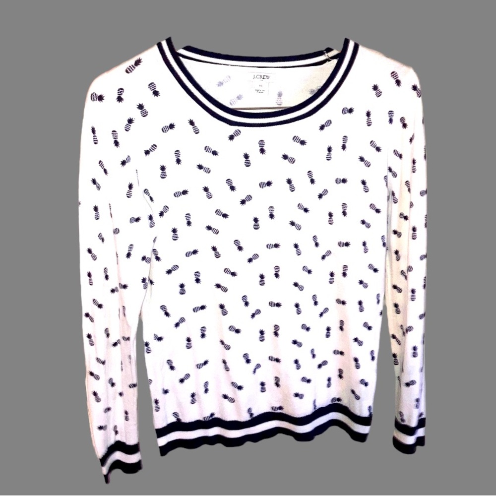 J Crew Pineapple Themed Light Weight Sweater
